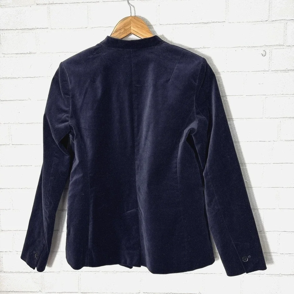 Banana Republic Velvet‎ Blazer Women 4 Preppy Dark Academia Equestrian Office
